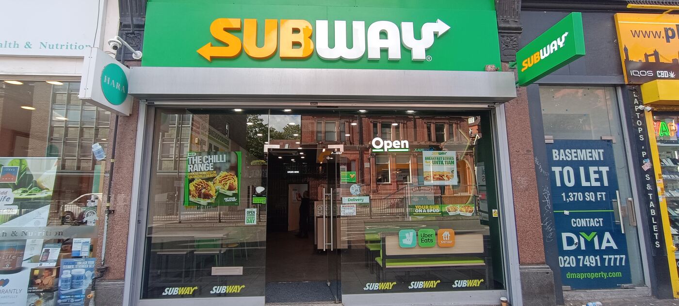 Subway shopfront at 233 Finchley Road, Swiss Cottage