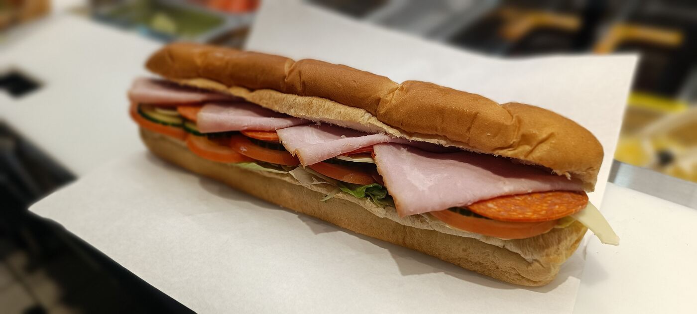 Footlong Italian B.M.T. sub made at Subway 233 Finchley Road